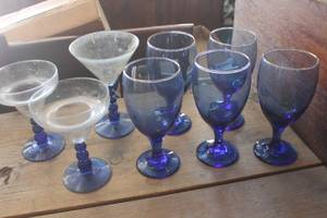 lot 4283 image: Blue Glass Goblets & More