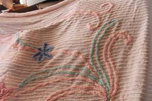 Vtg. Pink Chenille Bedspread 78" x 80"