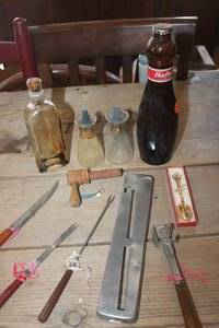 lot 4325 image: Vtg. Budweiser Bottle, S&P Shakers & More