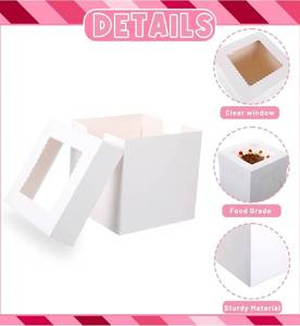 lot 70698 image: 8x8x8 White Cake Boxes with Window - 9 Pack - Retail $19