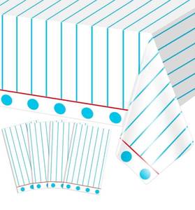 lot 70714 image: Set of 4 White and Blue Paper Plastic Tablecloths  - Retail $25