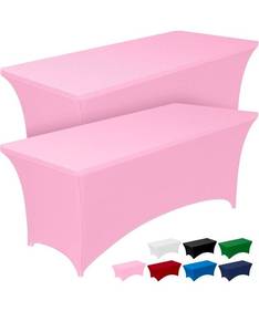 lot 70715 image: Stretch Spandex Table Cover Set - 6ft Rectangular (Lilac) - Retail $15