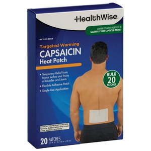 lot 70735 image: HealthWise Targeted Warming Capsaicin Heat Patch  Back & Large Areas  20-Count  5.25�� x 7��  Topical Analgesic  Soothes Minor Aches and Pains - Retail $13