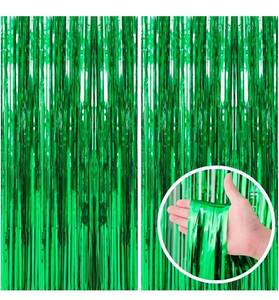 lot 70752 image: Metallic Green Foil Fringe Curtain 2pk - Retail $8