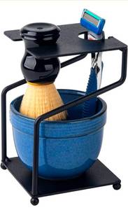lot 70760 image: Mens Shaving Stand Set with Blue Bowl - Retail $35