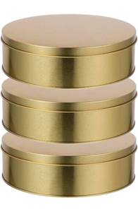 lot 70763 image: Round Gold Metal Storage Tins - Set of 3 - Retail $24