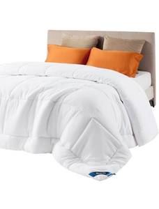 lot 70764 image: Bedsure Comforter Duvet Insert - Quilted Comforters Queen Size, All Season Duvet, GentleSoft Down Alternative Bedding Blanket, with 8 Tabs, Gifts for WomenMen, White, Queen 88 x 88 Inches - Retail $35