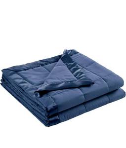 lot 70768 image: Madison Park Windom Down Alternative Blanket, Premium 3M Scotchgard Moisture Wicking Treatment, Lightweight and Soft Bed Cover For All Season, Satin Trim, Navy King - Retail $45