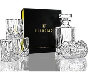 lot 70774 image: Elidomc Crystal Whiskey Decanter Set - Retail $85