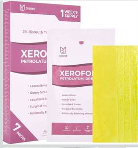 lot 70790 image: Jusore Xeroform Petrolatum Wound Dressing 7 Pieces - Retail $15