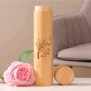 lot 70799 image: Bamboo Memorial Scattering Pet Urn with Tree of Life Engraving 4pk - Retail $25