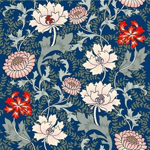 lot 70816 image: Blue Floral Peel and Stick Wallpaper Roll - Retail $25