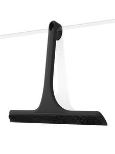 lot 70817 image: Black Silicone Shower Squeegee with Dual-Sided Cleaning Blade - Retail $10