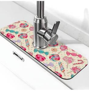 lot 70820 image: Sweet Candy Pattern Kitchen Sink Mat with Faucet Hole - Retail $12