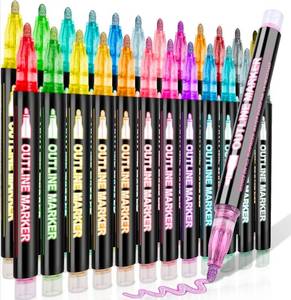 lot 70828 image: Outline Marker Paint Pens Set - 24 Assorted Colors - Retail $25