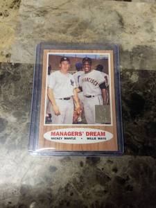 lot 1189 image: 1996 Topps Managers Dream Mickey Mantle Willie Mays Commemorative Baseball Card
