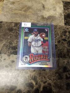 lot 1238 image: 2024 Topps Bowman Chrome Junior Caminero Tampa Bay Rays Rookie Baseball Card