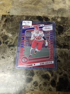 lot 1257 image: 2024 Panini Absolute Football George Karlaftis Kansas City Chiefs RedBlue Foil Card