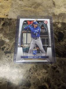 lot 1269 image: 2023 Topps Bowman Bobby Witt Jr. Kansas City Royals Baseball Card