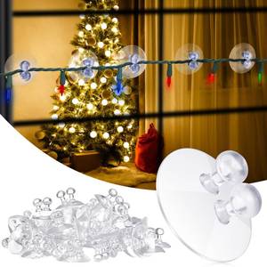 lot 36231 image: 50 Pcs Window Suction Cups with Hooks Christmas Light Holders for C5 C7 C9 and Mini Light, Clear Suction Cup with Hooks for Xmas Hanging Decorations Window Glass Home Bathroom Kitchen - Retail $18