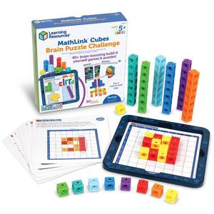 lot 36238 image: Learning Resources MathLink Cubes Brain Puzzle Challenge, 80 Pieces, Ages 5, Classroom Must Haves, Preschool Activities, Teacher School Supplies, Math Manipulatives - Retail $16
