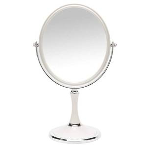 lot 36247 image: Vintage Table Mirror with Stand 8-inch Double Sided Swivel 1X3X Magnification Desk Mirror with Silver Style 13 Inch Height Standing Tabletop Makeup Vanity Mirror(Oval) - Retail $14