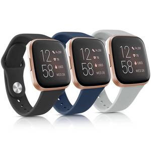 lot 36258 image: 3 Pack Silicone Bands Compatible with Fitbit Versa 2 Bands for Women & Men, Soft Breathable Sport Replacement Wristbands - Retail $7