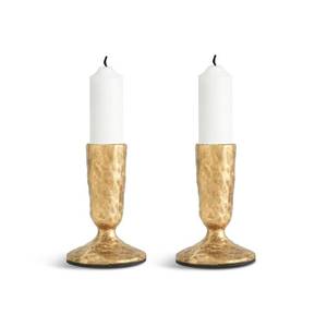 lot 36279 image: Gold Cast Iron Candle Holders Set of 2 - Antique Brass Gold Metal Taper Candle Stick Holders for Table - Wrought Iron Candle Holder for Centerpiece, Mantel, Wedding, Party, Christmas Decor - Retail $28