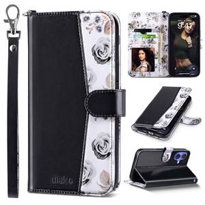 lot 36329 image: Compatible with iPhone 16 Wallet Case RFID Blocking, Women PU Leather Shockproof Protective Folio Flip Cover with Card Holder Kickstand for iPhone16 6.1 inch, Black - Retail $13