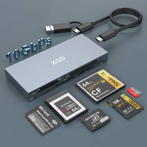 lot 36338 image: 10Gbps XQD Card Reader - 8 in 1 Multi XQD Reader for Sony GM Series, Lexar 2933x1400x USB Mark XQD CardCFXDMSTFSD Reader, USB C USB 3.0 Memory Card Reader for WindowsMac OSLinuxAndroid - Retail $34