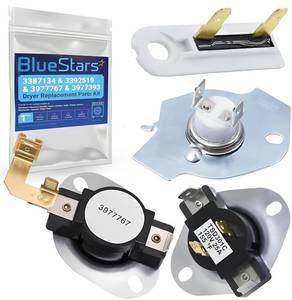 lot 36358 image: Cycling Thermostat 3392519 Dryer Thermal Fuse 3977393 Thermal Cut-off Switch 3977767 High-limit Thermostat Kit - Compatible with Whirlpool Kenmore Maytag Dryers - Retail $10