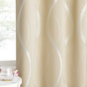 lot 36386 image: Room Darkening Curtains for Bedroom, Noise Reducing Thermal Insulated Wave Line Foil Print Design Blackout Curtains for Patio Sliding Glass Door (2 Panels, 52 x 84 Inch, Biscotti Beige) - Retail $35