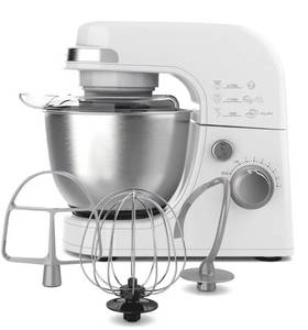 Hamilton Beach Electric Stand Mixer, 4 Quarts, Dough Hook, Flat Beater Attachments, Splash Guard 7 Speeds with Whisk, White - Retail: $175