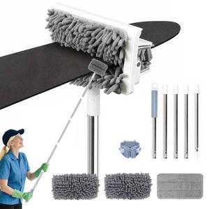 lot 1479 image: Ceiling Fan Cleaner Duster with 80 Extendable Long Handle Pole - Microfiber Chenille Pads for Blades, Baseboards, Walls, Floors, Blinds & Cobwebs - Reusable & Washable