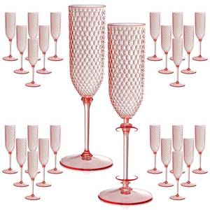 lot 1489 image: XUWAIDSGN 48 Pack Pink Detachable 2 piece Champagne Flutes 5.5 Oz Unbreakable Plastic Mimosa Disposable Champagne Glasses Drinking Cups Stemmed Reusable Wine Toasting Glasses for Wedding