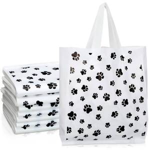 lot 1492 image: Shinylin 300 Pcs Dog Paw Bags with Handles Plastic Puppy Print Dog Paw Gift Bags for Selling Shopping Merchandise Small Business Party Favor 7.87 x 9.45 Inch