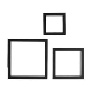 lot 1494 image: MELANNCO Floating Wall Square Cube Shelves for Bedroom, Living Room, Bathroom, Kitchen - Wood, Set of 3, Black