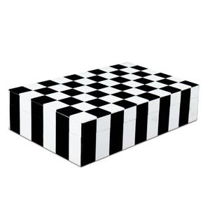 lot 1496 image: Handicrafts Home Decorative Storage Box with Lid, Black and White Decorative Remote Holder Box, Coffee Table Storage Box for Living Room, Console Table & Shelf Decor, Puzzle Check - 10 x 6 x 2.5