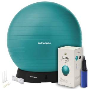 lot 1498 image: Retrospec Luna Exercise Ball with Pump - Anti-Burst Fitness Equipment for Yoga, Core Training & Stability - Home Gym Swiss Ball for Office & Pregnancy