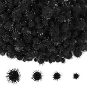 lot 2279 image: NACHLYNN 1000 Glitter Pom Poms Bulk 4 Sizes Assorted Soft Fluffy Pom Poms for Crafts DlY Decorations Activities with A Storage Bag (Black)