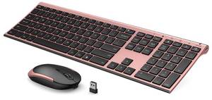 lot 2283 image: Wireless Keyboard and Mouse, Vssoplor 2.4GHz Rechargeable Compact Quiet Full-Size Keyboard and Mouse Combo with Nano USB Receiver for Windows, Laptop, PC, Notebook-Black and Rose Gold
