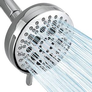 lot 2285 image: TRJIKAG High Pressure Shower Head, 7-Spray Mode Adjustable Showerhead with 4-Inch Round Head, High Flow Handheld Shower for Low Water Pressure, Easy Install & Clean, Round Chrome