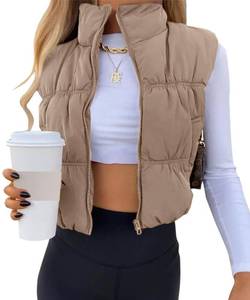 lot 2291 image: SySea Womens Crop Puffer Vest Winter Zip Up Lightweight Sleeveless Warm Outerwear Padded Coat