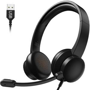 lot 2308 image: Masajoy USB Headset with Microphone for PC, Wired Headphones with Mic USB Headsets with Noise Cancelling Microphone, Computer Headset with Microphone for Home Office Online Class Teams Skype��Black��