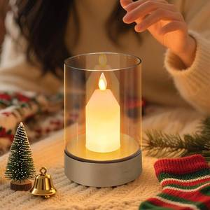 lot 2310 image: Strackvial Flameless Candles for Home Decor, Gesture Control Dimmable LED Candles Light, Realistic Flame Flickering Tabletop Electronic Candle for Centerpiece, Home, Festival (Gold)