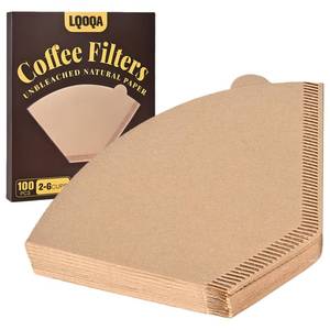 lot 2334 image: 100 Count #2 Cone Coffee Filters, Unbleached Natural Paper, No Blowout & Tear-Resistant, Compostable, Fits 2-6 Cup Makers, Pour-Over & Ninja Brewers