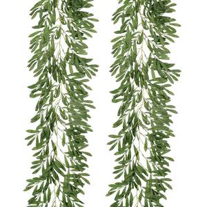 lot 2341 image: RECUTMS 2Pcs Artificial Olive Leaves Garlands 6.2Ft-Fake Hanging Silk Willow Leave Ivy Vines Faux Bayberry Leaf Twigs Greenery Rattan for Indoor Outdoor Wedding Birthday Party Home Garden Table Decor