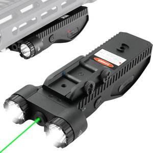 lot 2344 image: ZBULAR 2200 Lumen Tactical Flashlight with Green Laser Beam Combo, Low Profile Design Rechargeable Weapon Light Picatinny Rail mlock Mounted with Momentary Strobe Function Flashlight