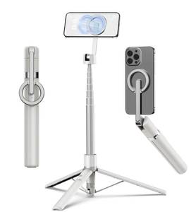 lot 2346 image: TONEOF 68 Magnetic Selfie Stick Tripod with Aluminum Strong Magnetic Holder for Magsafe, 360° Rotatable Travel Phone Tripod Stand with Metal Ring & Rechargeable Remote for iPhoneAndroid(Beige Gray)