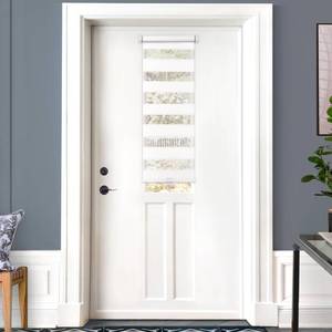lot 2347 image: LazBlinds Cordless French Door Blinds, No Drill Roll Up Zebra Blinds for Doors, Light Control Day and Night Sheer Shades for Front Door Patio Sidelight Glass Door, 14 W x 40 L, White